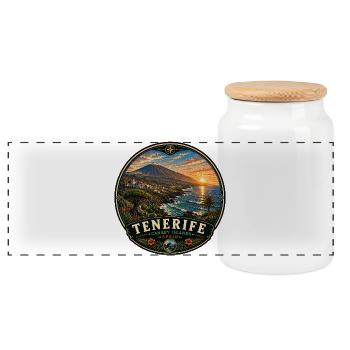 Design de vacances aux îles Canaries de Tenerife - Boîte à biscuits avec couvercle en bois - blanc - Devant