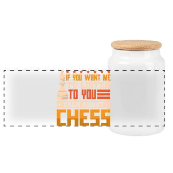 Chess Chess Player Chessboard - Panoramic Cookie Jar with Wooden Lid - white - Front
