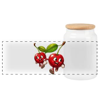 Cerises de course - Boîte à biscuits avec couvercle en bois - blanc - Devant