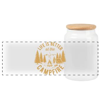 Hiking - Life is Better at the Campfire - Panoramic Cookie Jar with Wooden Lid - white - Front