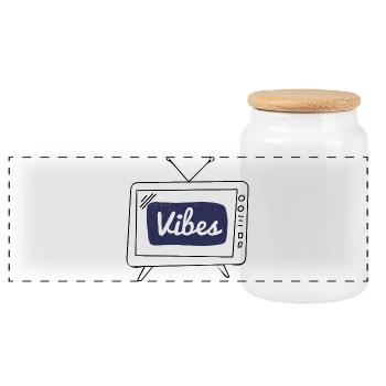 Vibes Navy Patch Hand Lettering - Panoramic Cookie Jar with Wooden Lid - white - Front
