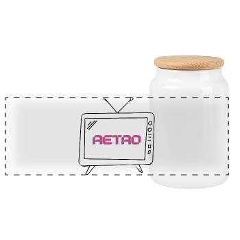 Retro Neon Glitch - Panoramic Cookie Jar with Wooden Lid - white - Front