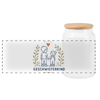 Geschwisterkind Geschwister Liebe - Panorama Keksdose mit Holzdeckel - Weiß - Vorne