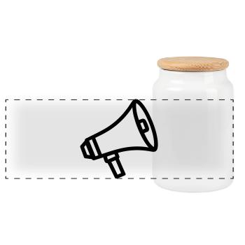 megaphone - Panoramic Cookie Jar with Wooden Lid - white - Front