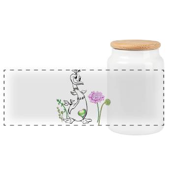 Canard dans la prairie - Boîte à biscuits avec couvercle en bois - blanc - Devant