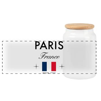 Paris France coordonne un souvenir de voyage - Boîte à biscuits avec couvercle en bois - blanc - Devant