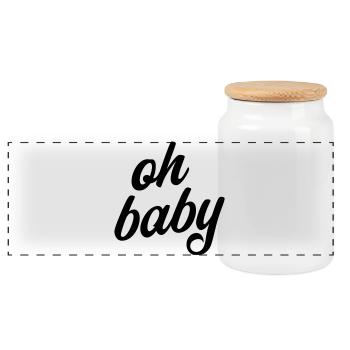 Oh Baby Saying Pregnancy T-Shirt - Panoramic Cookie Jar with Wooden Lid - white - Front