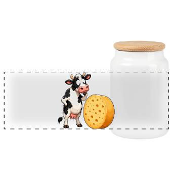 Dessin animé La vache rencontre le fromage - Boîte à biscuits avec couvercle en bois - blanc - Devant