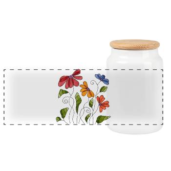 Fleur - Boîte à biscuits avec couvercle en bois - blanc - Devant