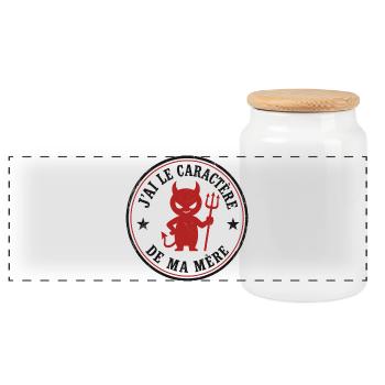 J'ai le caractère de ma mère – Diablotin humoristi - Boîte à biscuits avec couvercle en bois - blanc - Devant