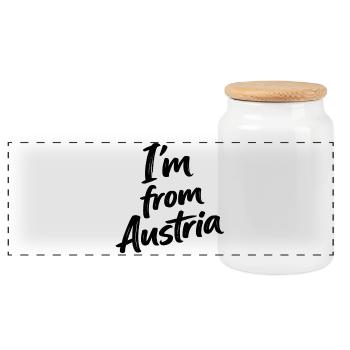 I am from Austria - Panoramic Cookie Jar with Wooden Lid - white - Front