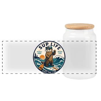 SUP Paddleboard Board Stand Up paddle Supboard - Panoramic Cookie Jar with Wooden Lid - white - Front