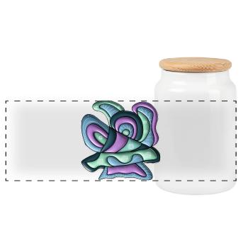 Colour Swirls Abstract Waves - Panoramic Cookie Jar with Wooden Lid - white - Front