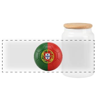 PORTUGALS FLAGGE AUF EINEM FUSSBALL - Panorama Keksdose mit Holzdeckel - Weiß - Vorne