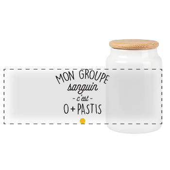 Mon Groupe Sanguin C Est 0 Pastis T-Shirt Cadea... - Boîte à biscuits avec couvercle en bois - blanc - Devant