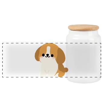 Charming Spaniel - Panoramic Cookie Jar with Wooden Lid - white - Front