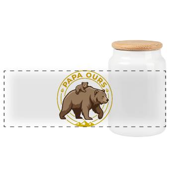 Papa Ours et Ourson Badge Nature Fête des Pères - Boîte à biscuits avec couvercle en bois - blanc - Devant