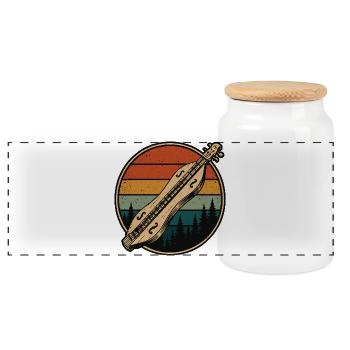 dulcimer dulcimer musician plucked instrument - Panoramic Cookie Jar with Wooden Lid - white - Front