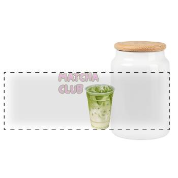 Graphique Matcha Club Latte - Boîte à biscuits avec couvercle en bois - blanc - Devant