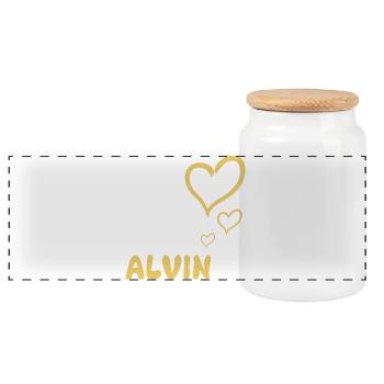 Alvin als Name - Panorama Keksdose mit Holzdeckel - Weiß - Vorne