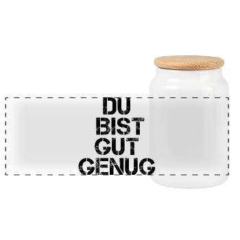 Du Bist Gut Genug Meme Zitat - Panorama Keksdose mit Holzdeckel - Weiß - Vorne