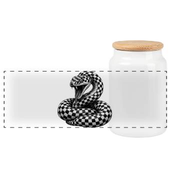 Cobra damier - Boîte à biscuits avec couvercle en bois - blanc - Devant