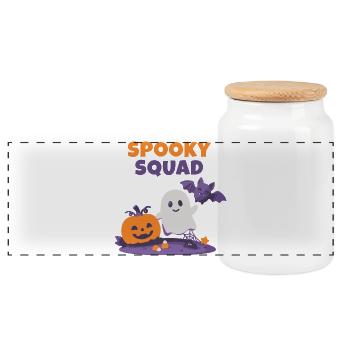 Spooky-Spooky Squad – Süßes Halloween T-Shsquad - Panorama Keksdose mit Holzdeckel - Weiß - Vorne