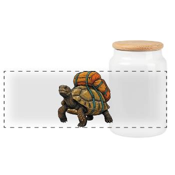 Tortue de randonnée - Aventure en plein air - Boîte à biscuits avec couvercle en bois - blanc - Devant