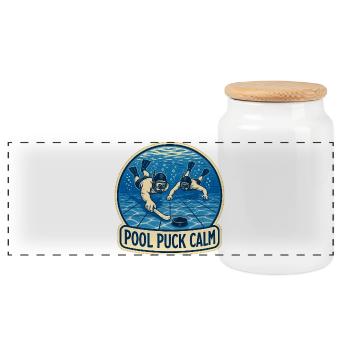 POOL PUCK CALM - Panorama Keksdose mit Holzdeckel - Weiß - Vorne