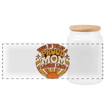 Proud Mom Retro Sunrise - Panorama Keksdose mit Holzdeckel - Weiß - Vorne