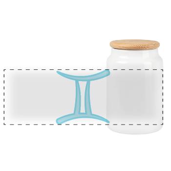 Zwillinge Sternzeichen Pastel Blau - Panorama Keksdose mit Holzdeckel - Weiß - Vorne