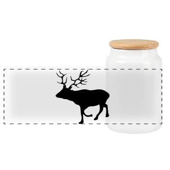 roe deer - Panoramic Cookie Jar with Wooden Lid - white - Front