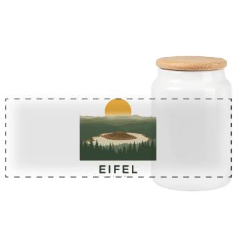 Eifel Volcano | Vintage Nature Poster - Panorama Keksdose mit Holzdeckel - Weiß - Vorne