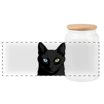 Zweifarbige Katze mit Heterochromie - Panorama Keksdose mit Holzdeckel - Weiß - Vorne
