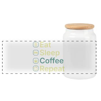 Essen Schlaf Kaffee Wiederholen Lustiges Kaffee-Liebhaber-Geschenk - Panorama Keksdose mit Holzdeckel - Weiß - Vorne