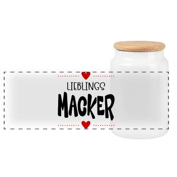 Macker Liebling - Panorama Keksdose mit Holzdeckel - Weiß - Vorne