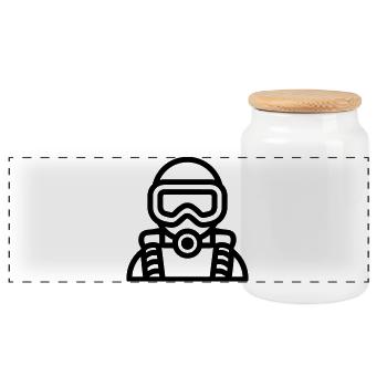 dive - Panoramic Cookie Jar with Wooden Lid - white - Front