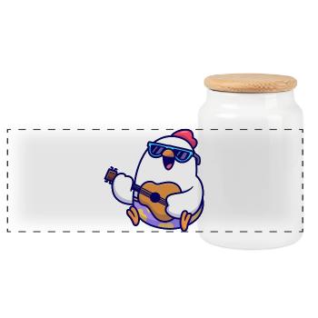 Penguin Guitar Beach Jam - Panorama Keksdose mit Holzdeckel - Weiß - Vorne