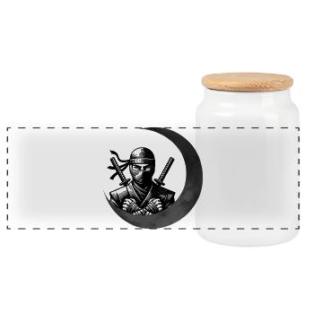 Shinobi Ninja – Geek-Geschenk - Panorama Keksdose mit Holzdeckel - Weiß - Vorne