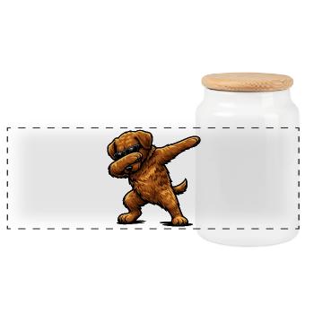 Dabbing Chesapeake Bay Retriever - Panoramic Cookie Jar with Wooden Lid - white - Front