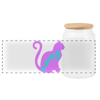 Chat Souris - Boîte à biscuits avec couvercle en bois - blanc - Devant