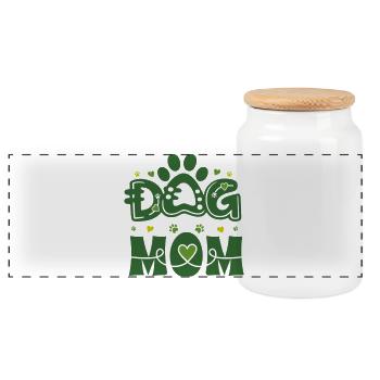 Dog Mom – Modern Pet Pride 🐾 - Panoramic Cookie Jar with Wooden Lid - white - Front