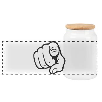Pointing Finger You Gesture Sticker Design - Panoramic Cookie Jar with Wooden Lid - white - Front