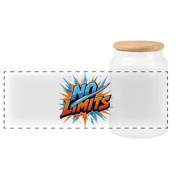 No Limits Motivation Sport Gaming Spruch Design - Panorama Keksdose mit Holzdeckel - Weiß - Vorne