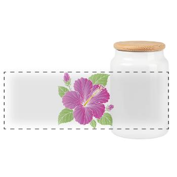 Lila Hibiskusblüte mit Knospen Illustration - Panorama Keksdose mit Holzdeckel - Weiß - Vorne