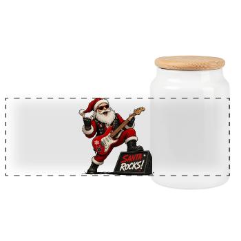 Santa Rocks - Panoramic Cookie Jar with Wooden Lid - white - Front