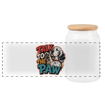 English Setter - Panoramic Cookie Jar with Wooden Lid - white - Front