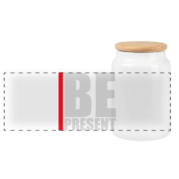 Be present at the moment here and now Quote Text - Panoramic Cookie Jar with Wooden Lid - white - Front