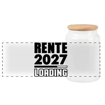 Pension 2027 Loading - Panoramic Cookie Jar with Wooden Lid - white - Front