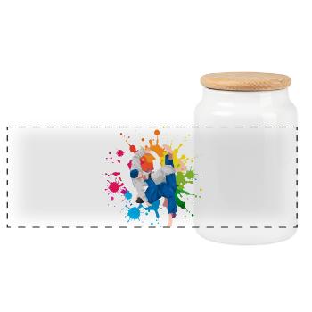 Judo Martial Arts Colorful Watercolor Watercolor Watercolor - Panoramic Cookie Jar with Wooden Lid - white - Front